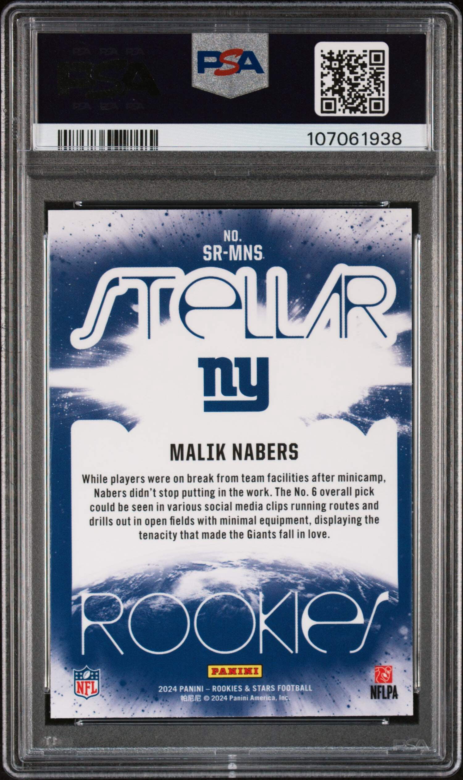 Graded 2024 Panini Rookies  Stars Malik Nabers #SRMNS Stellar Rookies Red Plaid Rookie RC Football Card PSA 10 Gem Mint
