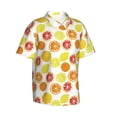 thumbnail image 2 of Uemuo Lemon Orange Printed Regular Fit Short Sleeve Casual Hawaiian Shirt for Men,Aloha shirt,Tropical shirt,Floral print shirt,Vacation Beach shirt-XX-Large, 2 of 9