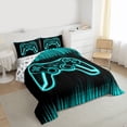 thumbnail image 3 of Castle Fairy Video Game Twin Comforter Sets,Geometric Honeycomb Stripes Bedding Set, 3 of 8