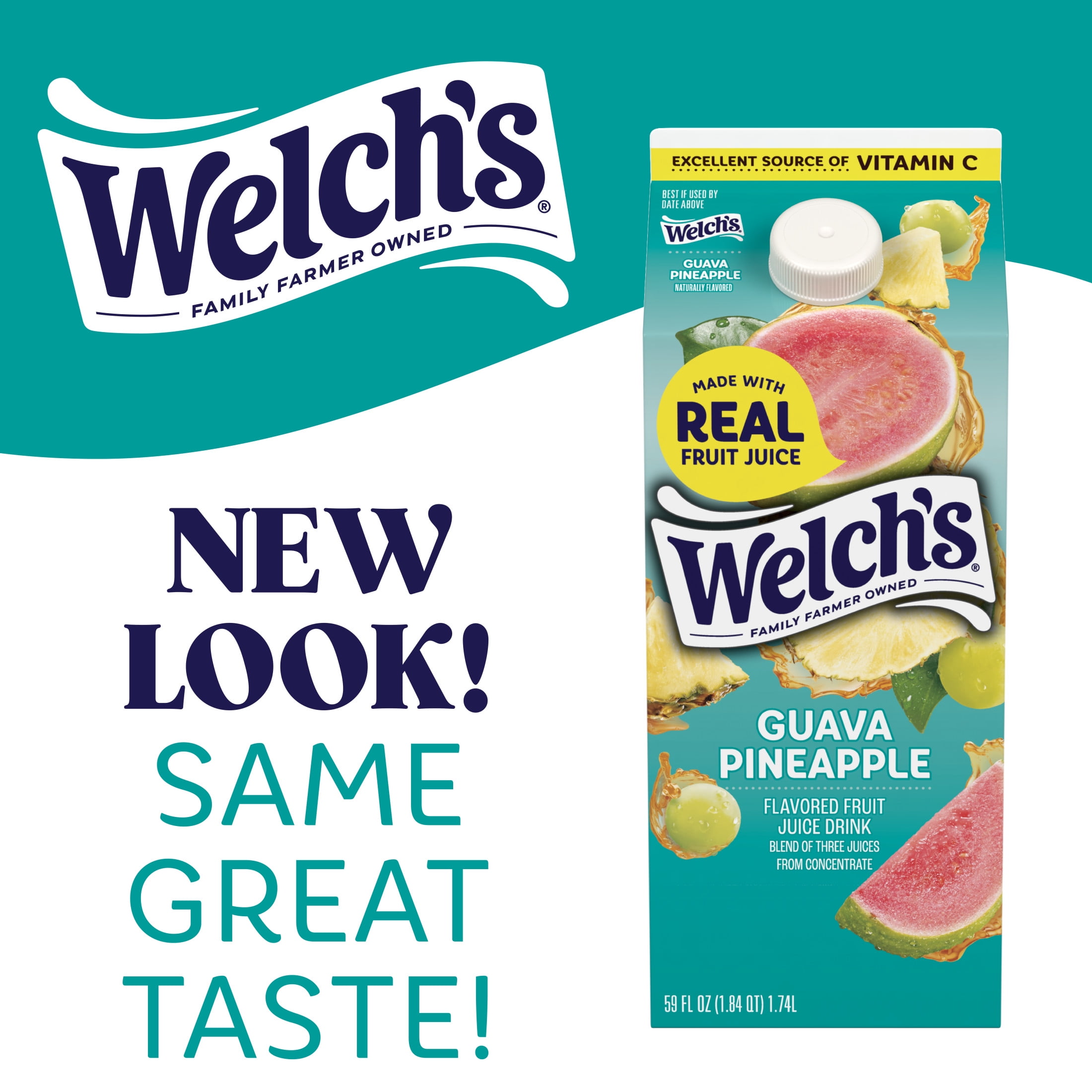 Welch's Guava Pineapple Fruit Juice Drink, 59 fl oz carton