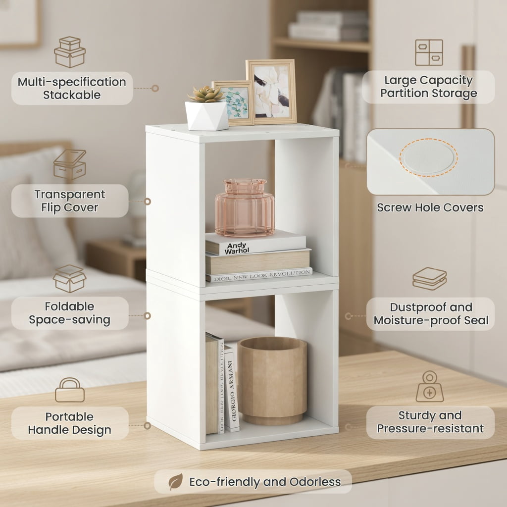 Resenkos Cube Storage Organizer Set of 2-White