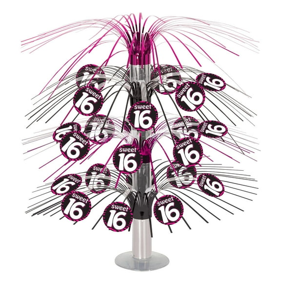 6 Pack Beistle Sweet 16 Birthday Party Cascade Centerpiece- Pink and Black