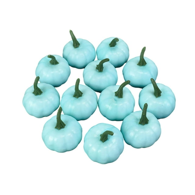 12 piezas de calabazas falsas, modelo de verduras artificiales, Mini calabazas de espuma falsas para Halloween, Baby Shower, adorno de otoño para el Azul
