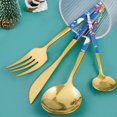 thumbnail image 4 of 4pcs/set Christmas Matte Gold Silverware  Stainless Steel Cutlery Flatware Set  Kitchen Utensil Sets  Tableware With Knife Spoons And Forks Set  Satin Finished Polished  Dishwasher Safe, 4 of 9