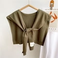 thumbnail image 3 of Xfvqtps Womens Fake Collar Knitting Detachable Solid Color Bow Shoulder Decoration Mini Cape Elegant Lightweight Breathable Soft Shawls Army Green, 3 of 3
