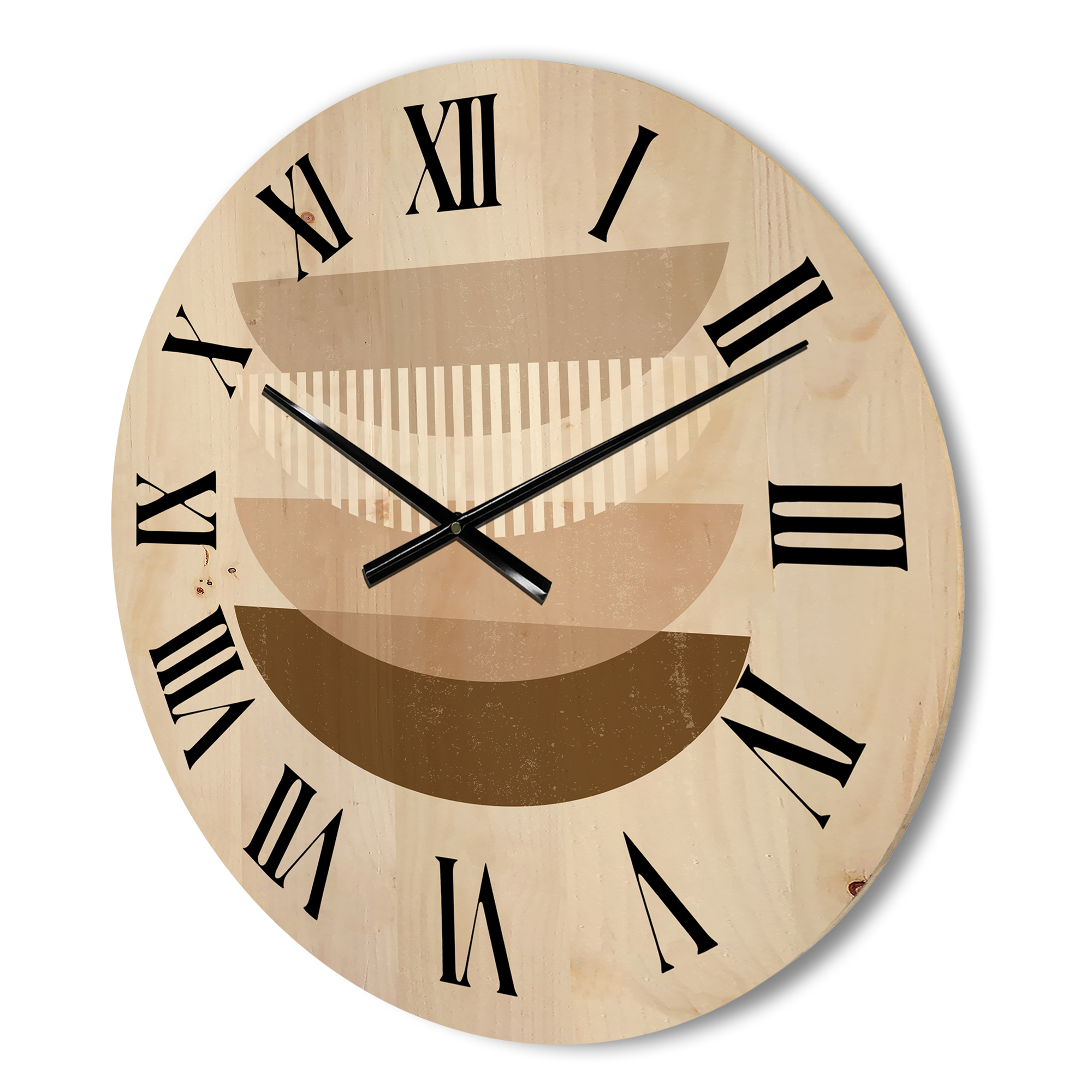 Designart 'Abstract Moon and Sun Geometric Print III' Modern Wood Wall Clock