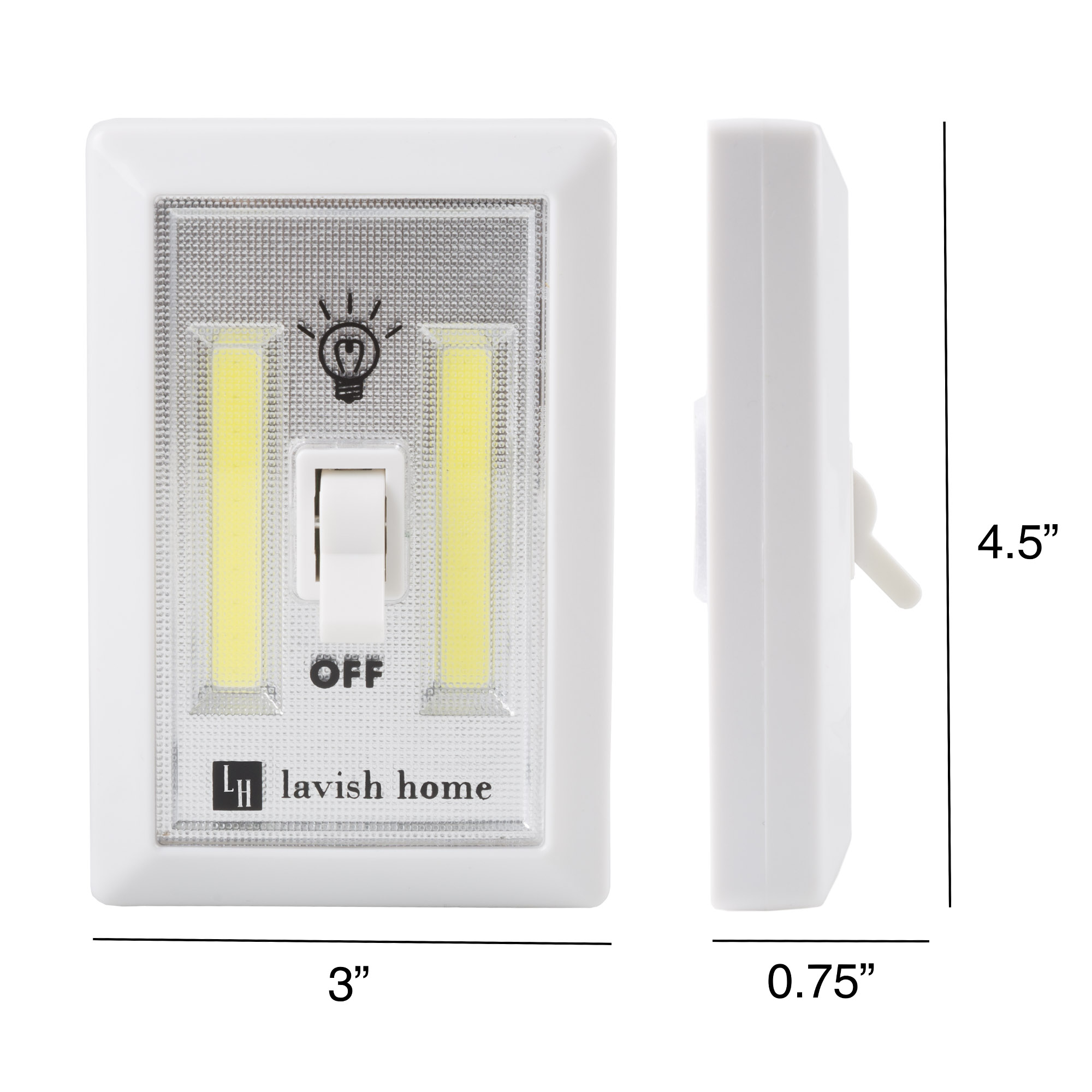 Cordless Light Switch, Battery Operated COB LED Night Light (For Closet, Under Cabinet, Shelf, Wall, Kids Room, Basement) By Lavish Home - image 3 of 6