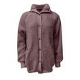 thumbnail image 5 of felwors Women's 2025 Winter Long Sleeve Button Sherpa Jacket Coat Pockets Warm Fleece Purple, M, 5 of 6