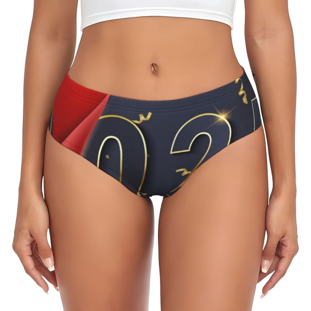 Balery 2025 New Year 2 Ropa Interior de Algodón para Mujer con Dibujo – Braguitas Cómodas y Elásticas, Estilo Clásico-Small