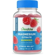 Lifeable Sugar Free Magnesium Citrate - Great Tasting Natural Flavor Gummy Supplement – Gluten Free Vegetarian Chewable – For Sleep, Anxiety, Stress Relief Support – for Adults Men Women – 90 Gummies