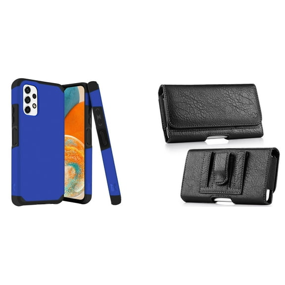 MK Armor Case for Samsung Galaxy A23 5G and Belt Holster Pouch - Blue