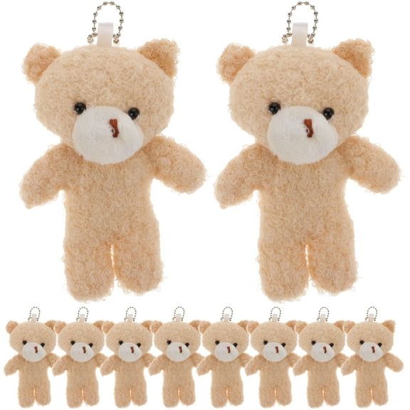 Minkissy Set of 10 Mini Beige Bear Plush Dolls, Soft Stuffed Bears for Kids, , Collectibles, and Daily Use