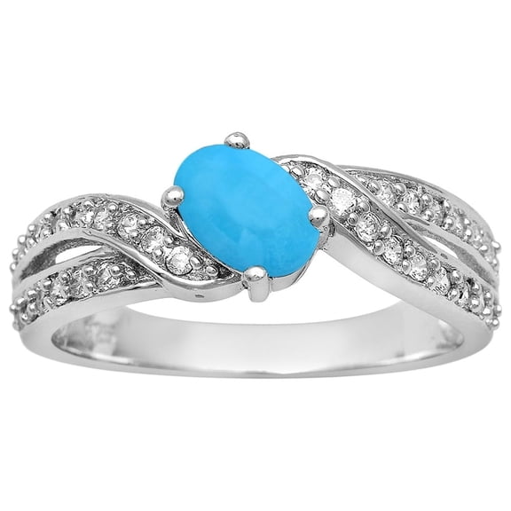 Cluster 6X4 MM Oval Natural Turquoise 925 Sterling Silver Mother's Day Gift Ring