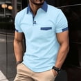 thumbnail image 2 of Beugl Mens Shirts Clearance, Men's Fashion Spring and Summer Buttons Casual Short Sleeve Lapel Neck Shirt Solid Color Tops Golf Shirts for Men, Polo Shirts for Men Blue L, 2 of 5