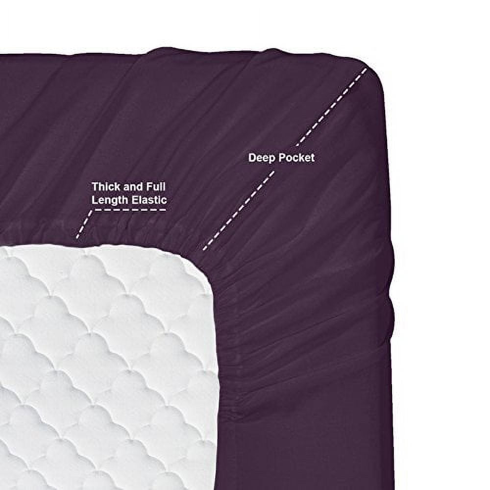 Clara Clark RV/Short Queen 6-Piece Bed Set for Campers - Deep Pocket Fitted Sheet Luxury Soft Microfiber, Eggplant