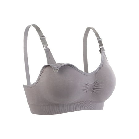 

YWDJ High Waisted Underwear for Women Women Solid Color Seamless Breathable Super Elastic Feeding Pajamas Bra Gray L