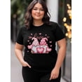 thumbnail image 4 of Women's T-Shirt,Short Sleeve Tee Shirts Casual Tops Valentine's Day Gnome Pink Heart Crewneck T Shirt for Women, 4 of 8