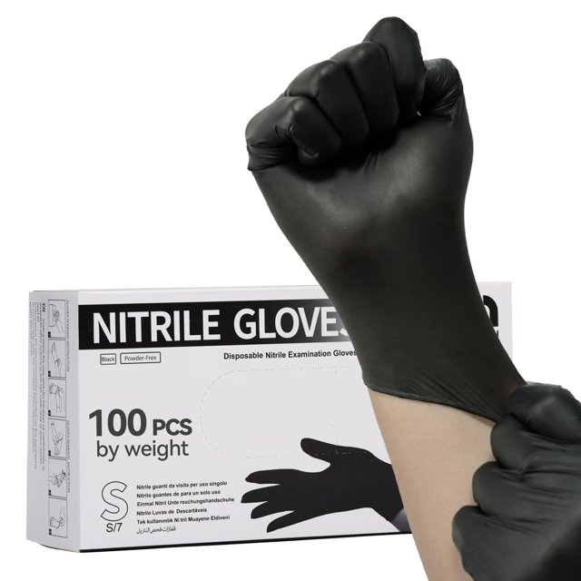 Guantes desechables de nitrilo negro Jointown, 3 mil, talla pequeña, 100 piezas