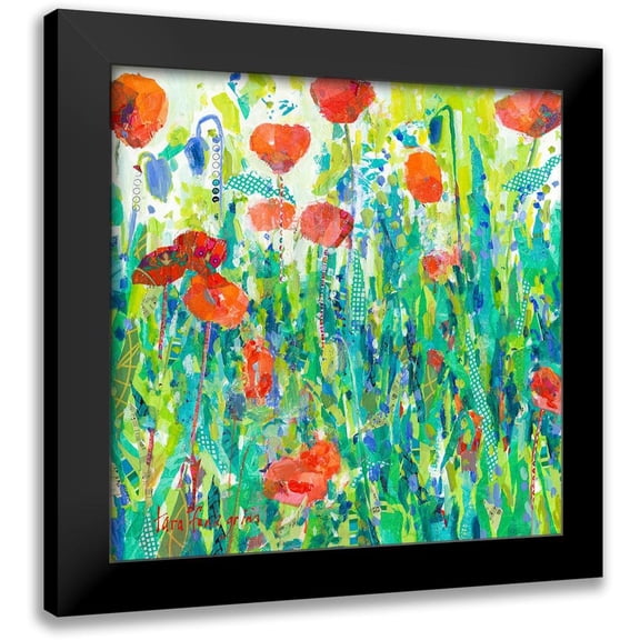 Grim, Tara Funk 12x12 Black Modern Framed Museum Art Print Titled - Stately Red Poppies III