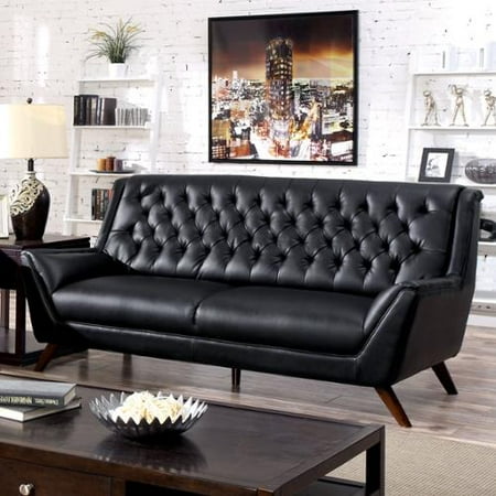 Furniture Of America Valentino Mid Century Modern Bonded Leather Furniture Of America Valentino Mid Century Modern Bonded Leather Sofa Black