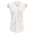 thumbnail image 4 of ZHENHONG T Shirts for Women,Casual Short Sleeves V Neck Loose Blouse Solid Color Ruffle Sleeve Cocoon Shirt,White Women Blouses, 4 of 7