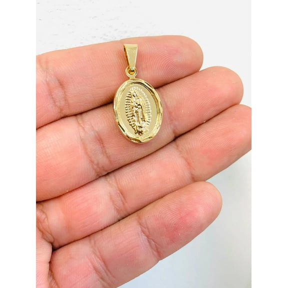 18K Gold Filled Guadalupe Pendant for Womens Mens Catholics Gift/ Dije de Guadalupe en Oro Laminado 22x15mm