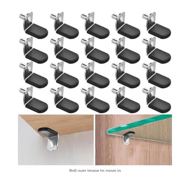 MRLESS 20pcs L-Shaped Shelf Bracket Pegs with Rubber Sleeve, Support Clips with Hole for Kitchen, Bookcase, Cabinet, Closet Furniture Shelf Pins