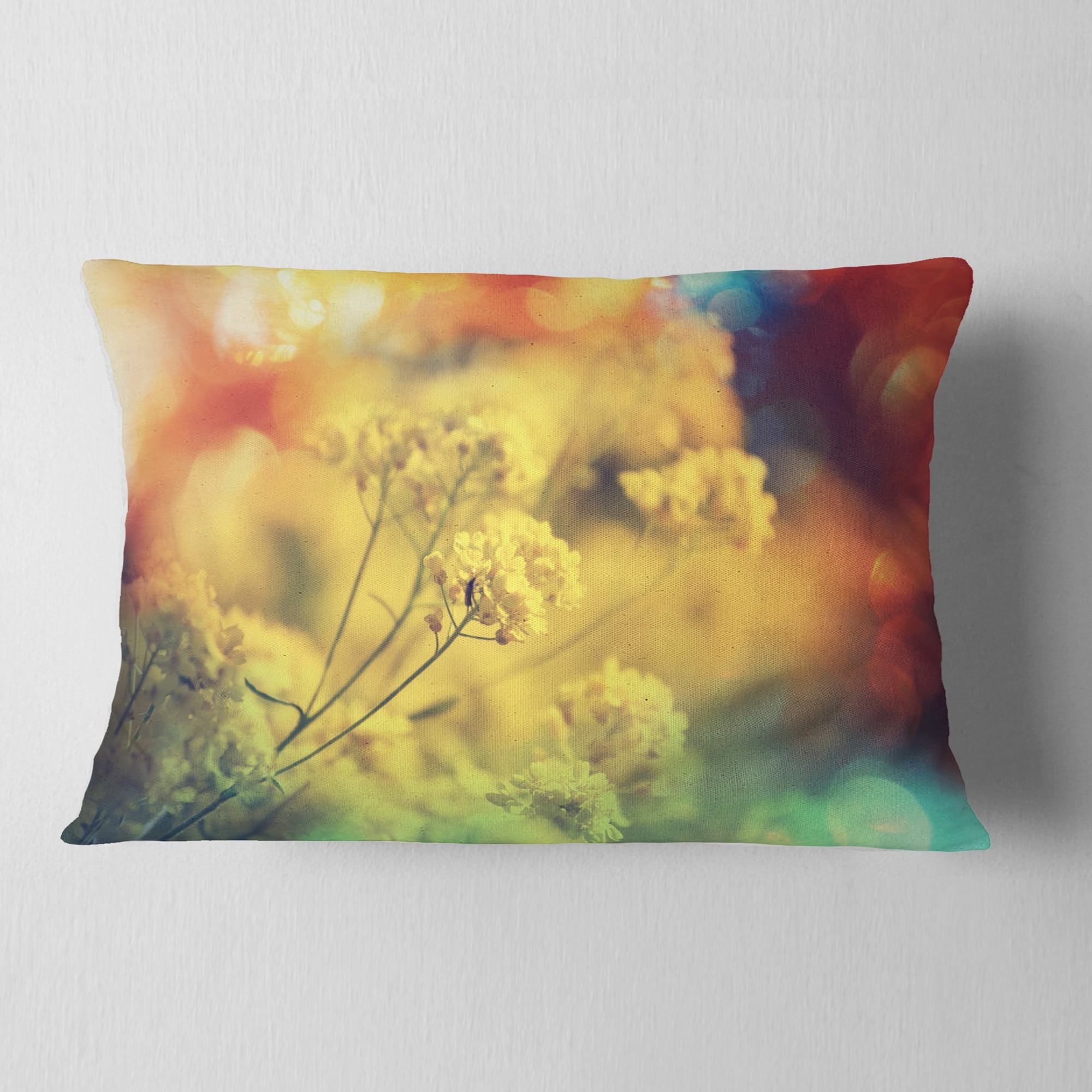 Designart Light Little Yellow Flowers Background - Flower Throw Pillow - 12x20