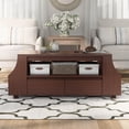thumbnail image 2 of Furniture of America Moshe Table Basse Moderne en Bois avec Rangement Latéral, Noyer, 2 of 9