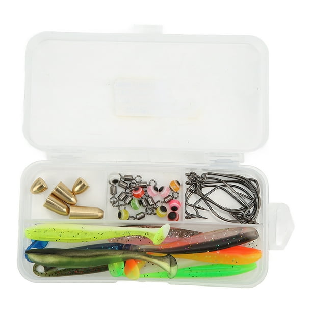 SPYMINNPOO 45pcs Fishing Hooks Kit Fishing Hooks Tackle Kit Fishing  Accessories Set With Tackle Box Bait Hook Fishing Swivel For Saltwater