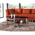 Hodedah Oval Glass 3Tier Coffee Table, Black