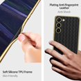 thumbnail image 4 of Compatible Samsung Galaxy S23 Plus Leather Case,Woven Pattern Electroplate Leather with Plating Soft Silicone Shockproof Case with Camera Protection Bumper for Galaxy S23 Plus Phone Case Black, 4 of 14
