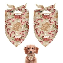 Dog Bandana 2 Pack,Beige Christmas Gingerbread Man Pattern Bandanas for Dogs,Cat Bandana,Small/ Large Dog Bandana 2 Size,Dog Bandanas Girl Boy