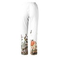 thumbnail image 3 of GaThRRgYP Womens Pants Clearance,Womens Sweatpants,Women's Summer Printed Cotton Pocket Straight Sleeve Casual Elastic Waist Loose Pants, 3 of 4