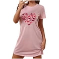 thumbnail image 2 of Camisón corto de talla grande para mujer, camisón de manga corta con estampado de pecho a la moda, camisón para mujer, 2 of 5