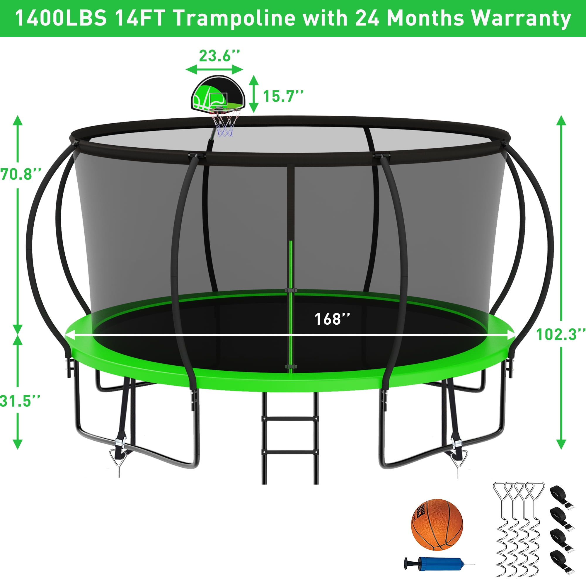 Buy Kumix Trampoline with Enclosure Net for Kids Adults, 1400LBS 14FT
