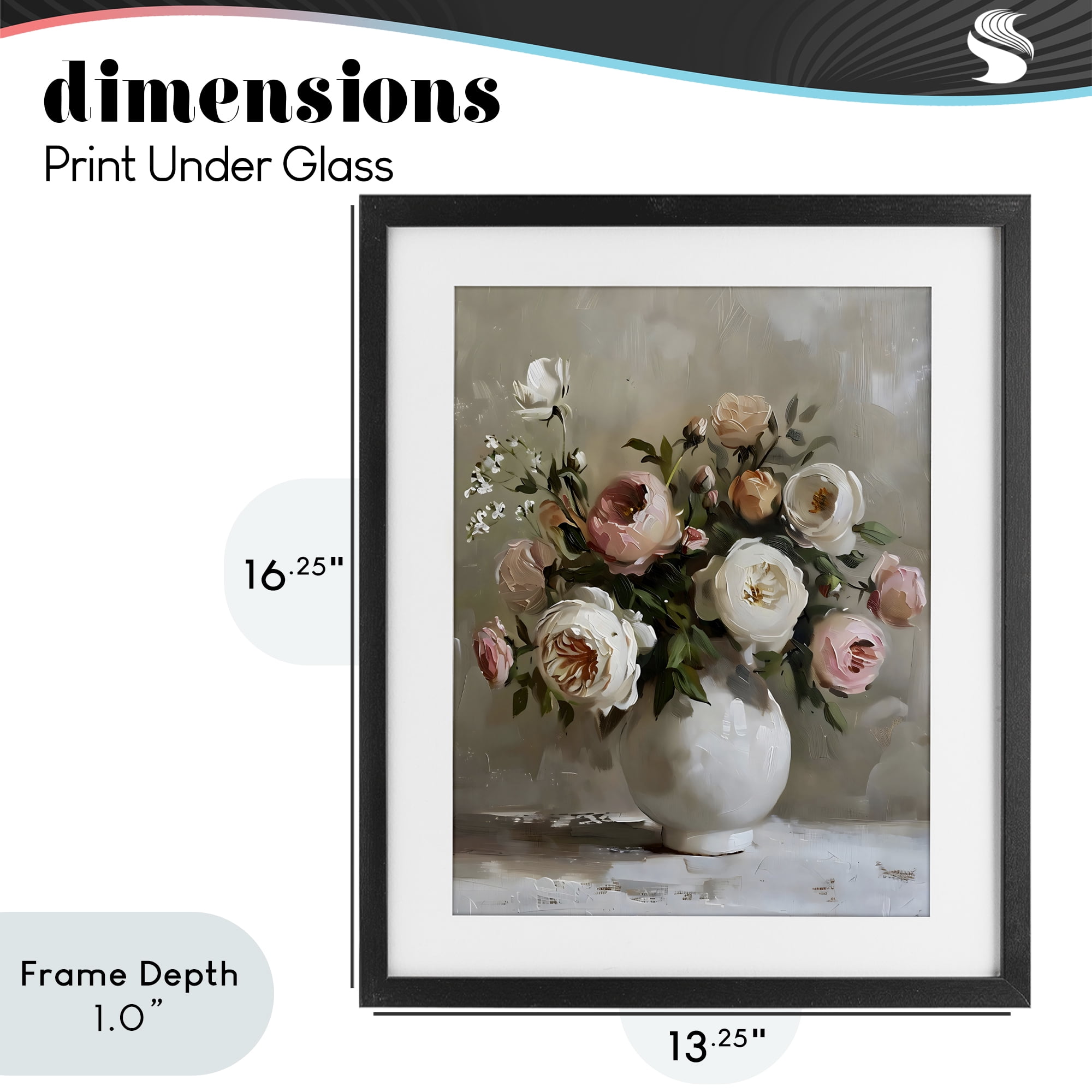 Stupell Industries Peony Blooms Bouquet Vase Black Framed Print Under Glass, design by Creative Studio