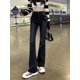 thumbnail image 2 of Vaqueros acampanados para mujer, ajustados, blanqueados, combinables, estilo Harajuku, tallas S-5XL, vintage, largos, modernos, sencillos, lavados, informales, con bolsillos, elegantes y chic., 2 of 6