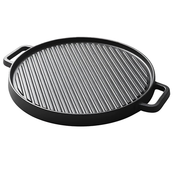 1 Pcs Cast Iron Griddle, 11.8 in Reversible Grill Griddle for Gas Grill & Stove Tops, Multifunctional Double-Sided Grill Pan with Ribbed Surface for Indoor Outdoor Use