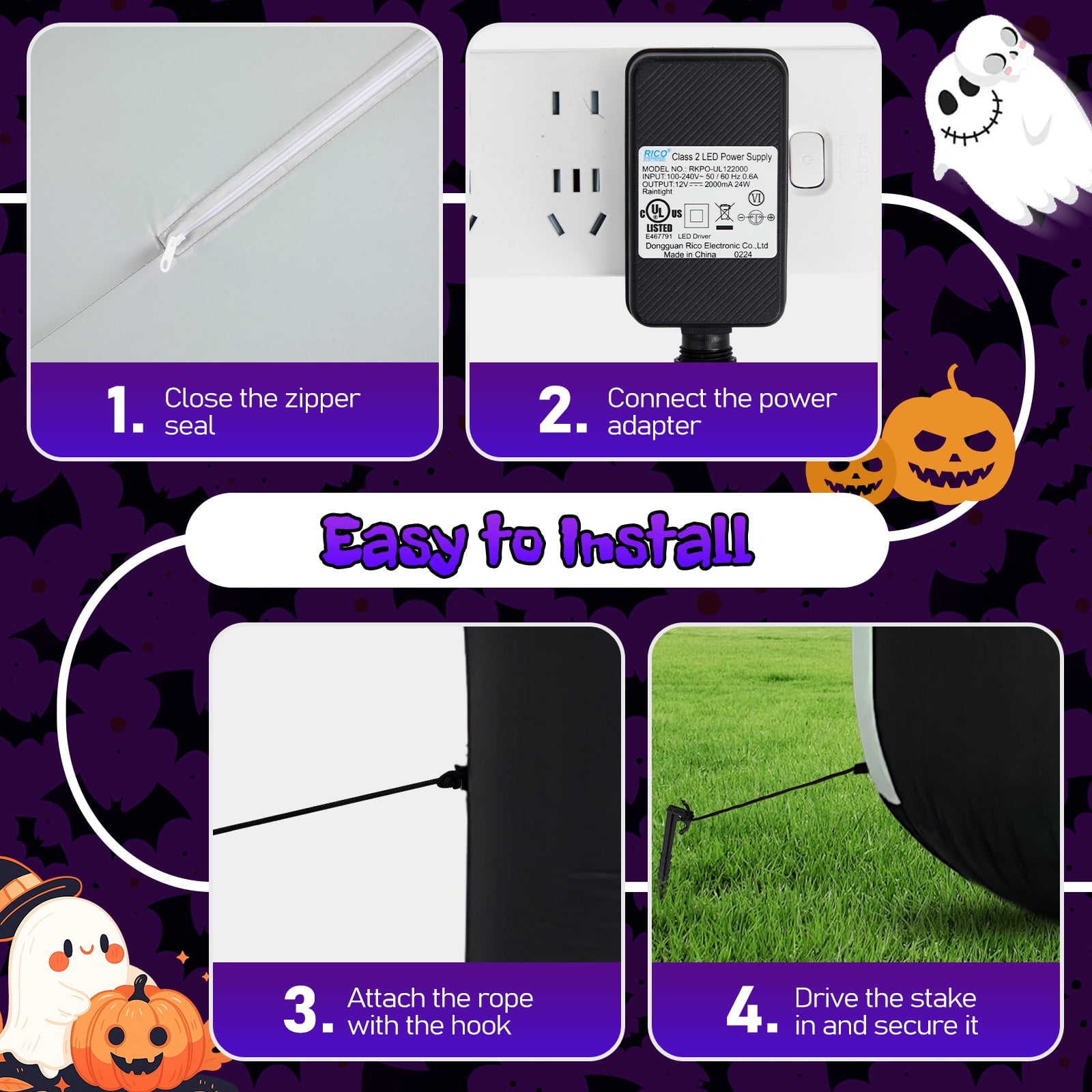 12FT Halloween Inflatable Grim Reaper with Jack-O-Lantern Pumpkin Head