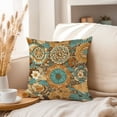 thumbnail image 3 of Ethan Taylor Abstract Throw Pillow Soft Cushion Cover 'Retro Bohemian Pattern II Patterns Mandalas' Bohemian Pattern Decorative Square Accent Pillow Case, 20x20 Inches, Orange, Blue, 3 of 5