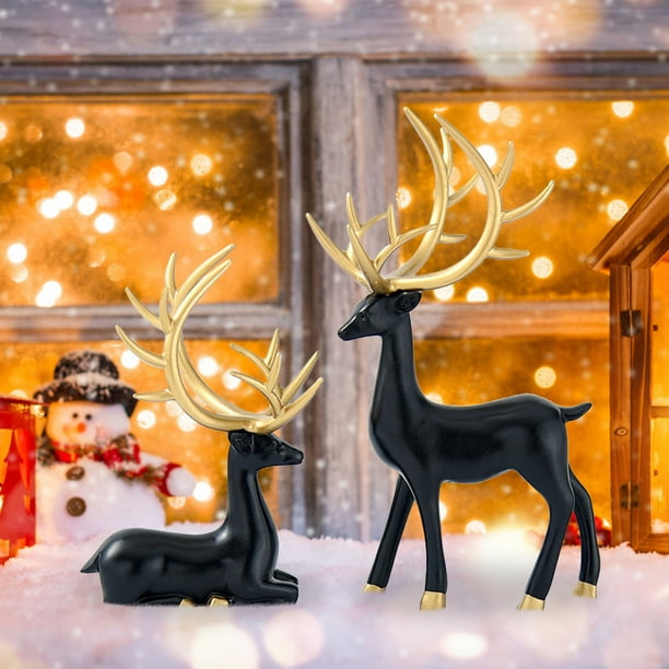 Christmas Resin Crafts European And American Style Home Decoration Electroplating Couple Deer Living Room TV Cabinet Home Furnishings