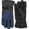 thumbnail image 2 of 1 Pair of Adult One Size Two Tone Insulated Waterproof Windproof Cold Winter Weather Gloves for Snow, Wind, Rain, Hail, Freezing Temperatures and Harsh Climates in Navy Blue and Black, 2 of 6