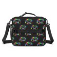 thumbnail image 2 of Game Controller Black Pattern Insulated Lunch Bag with Shoulder Strap and Bottle Holder,Bento School Lunch Bag Box,11x9.5x3.5 Inches, 2 of 5