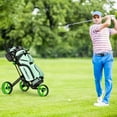 thumbnail image 4 of Gymax Chariot de Golf Pliable à 3 Roues avec Sac en Filet Frein à Pied Vert, 4 of 10