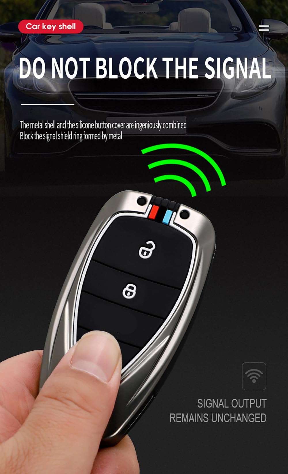 2-button Key Fob Cover Fit for Chevy Key Remote Metal Key Shell Anti-scratched Key Case Durable Car Key Holder Fit for Chevrolet Equinox Malibu Cruze Camaro Traverse Blazer Volt Bolt