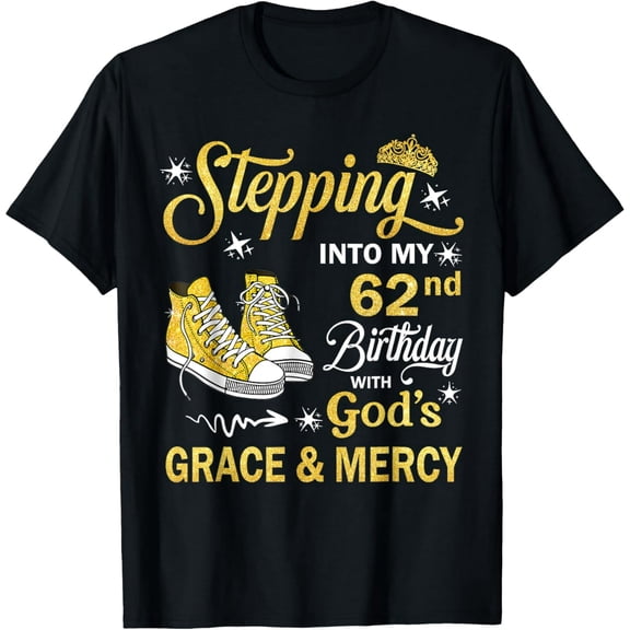 62nd Birthday God's Grace & Mercy Glitter Crown Graphic Women T-Shirt