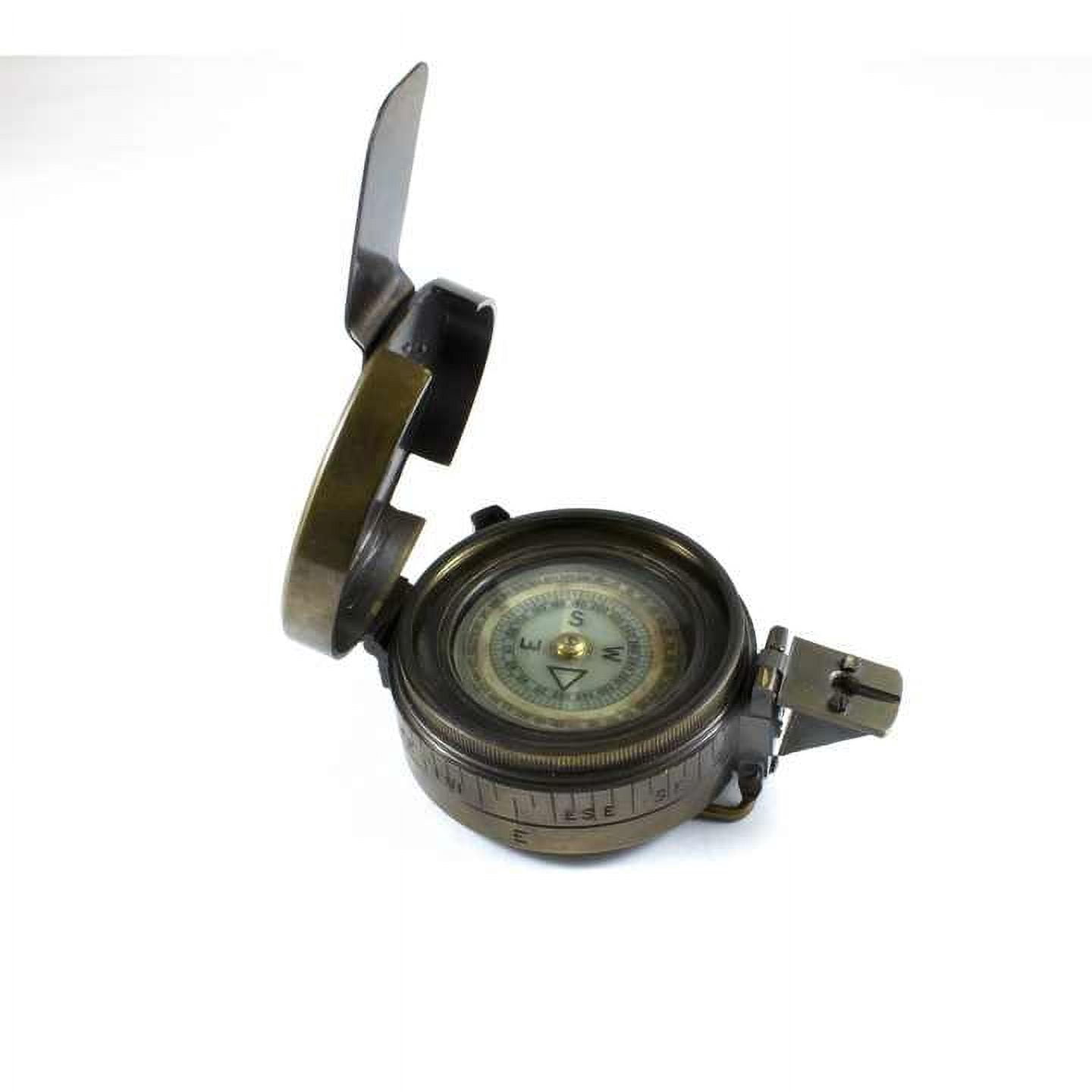 Old Style 3-Inch Jungle Lensatic Compass Brass and Alloy Metal with Luxury Leather Case as a Stylish Gift