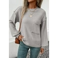 thumbnail image 3 of Textured Knit Drop Shoulder Pocket Sweater, Gray, Small, 3 of 5