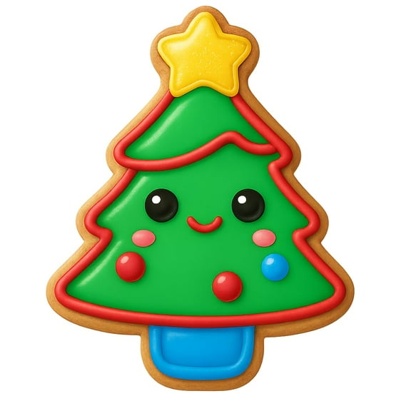 Kawaii Christmas Tree Cookie Cutter Style 2 - 4x3.14" Fun Holiday Baking Design